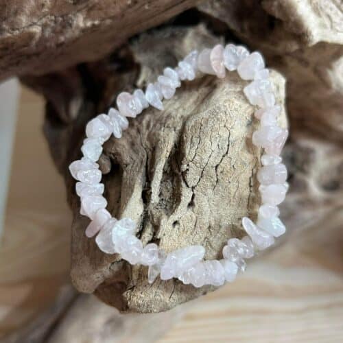 Bracelet chips Quartz Rose naturel fait main – pierre d’amour et de douceur
